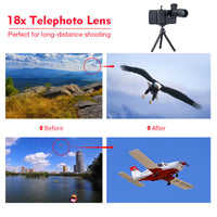 HKM-600531 18X Mobile Phone Telephoto Lens with Adjustable Focal Length and Clip Attachment