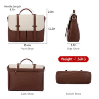 HKM-600531 Leather Messenger Bag for Laptop, Waterproof Business Tote with Anti-Theft Features, Stylish Shoulder Briefcase for Women