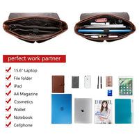 HKM-600531 Leather Messenger Bag for Laptop, Waterproof Business Tote with Anti-Theft Features, Stylish Shoulder Briefcase for Women