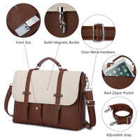 HKM-600531 Leather Messenger Bag for Laptop, Waterproof Business Tote with Anti-Theft Features, Stylish Shoulder Briefcase for Women