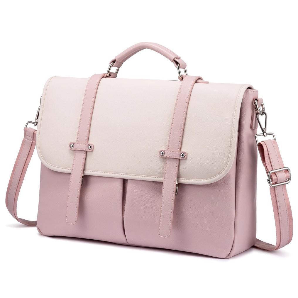 HKM-600531 Leather Messenger Bag for Laptop, Waterproof Business Tote with Anti-Theft Features, Stylish Shoulder Briefcase for Women