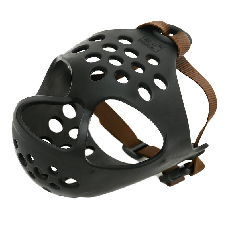 HKM-6006973 Soft Rubber Dog Mouth Cover - Anti-Bite Pet Mask, Size S-XL, Black