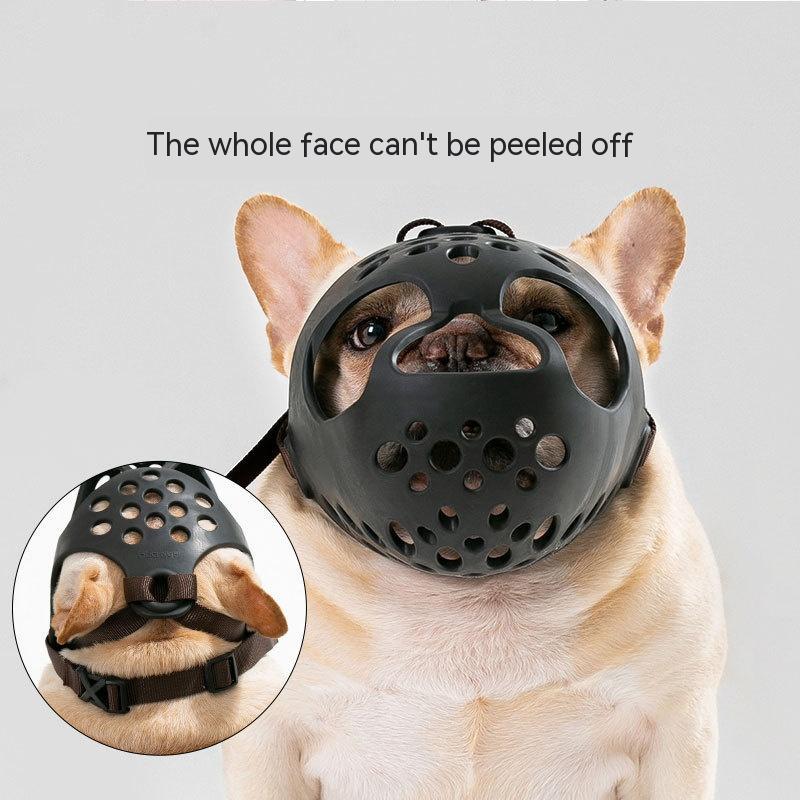 HKM-6006973 Soft Rubber Dog Mouth Cover - Anti-Bite Pet Mask, Size S-XL, Black