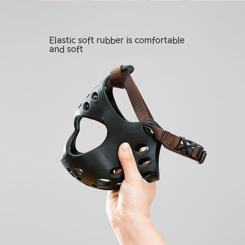 HKM-6006973 Soft Rubber Dog Mouth Cover - Anti-Bite Pet Mask, Size S-XL, Black