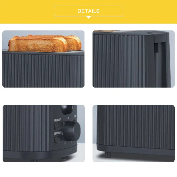 HKM-600723 Modern 2-Slice Wide Slot Toaster for Efficient Breakfast Preparation in Black