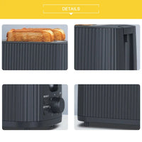 HKM-600723 Modern 2-Slice Wide Slot Toaster for Efficient Breakfast Preparation in Black
