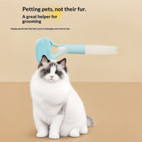 HKM-6007485 3 in 1 Pet Grooming Tool with Push Button, Includes 2 Brush Heads, Available in Yellow, Blue, and Gray