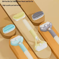HKM-6007485 3 in 1 Pet Grooming Tool with Push Button, Includes 2 Brush Heads, Available in Yellow, Blue, and Gray
