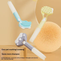 HKM-6007485 3 in 1 Pet Grooming Tool with Push Button, Includes 2 Brush Heads, Available in Yellow, Blue, and Gray