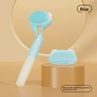 HKM-6007485 3 in 1 Pet Grooming Tool with Push Button, Includes 2 Brush Heads, Available in Yellow, Blue, and Gray