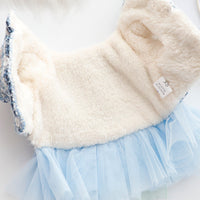 HKM-6007869 Plush Lace Dog and Cat Skirt - Cotton Padded Apparel in Blue and Pink