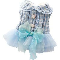 HKM-6007869 Plush Lace Dog and Cat Skirt - Cotton Padded Apparel in Blue and Pink