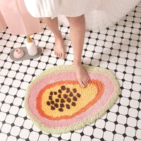 HKM-600787 Papaya-Inspired Hand Washable Bathroom Mat - 65cm x 47cm, Soft Chemical Fiber