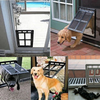 HKM-6008765 Pet Screen Door for Small Dogs - Durable Plastic Design, Black or White, Easy Install, Large Size