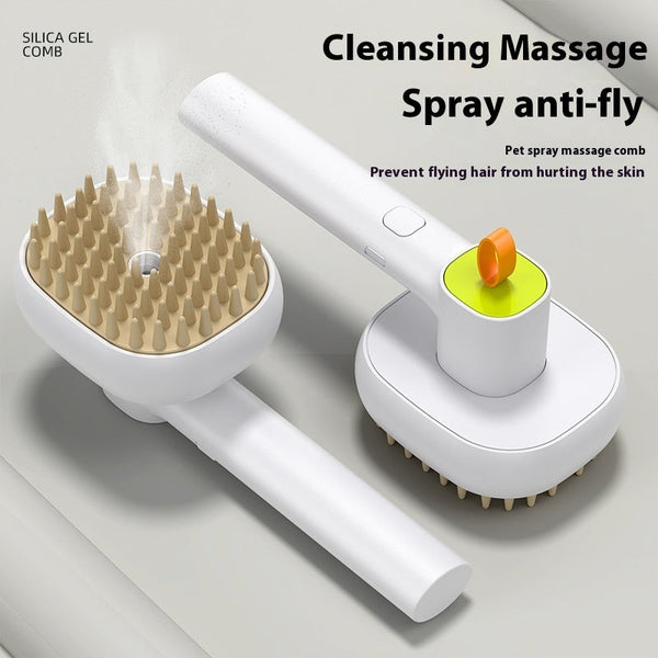 HKM-6008893 Electric Pet Comb with Spray for Cats and Dogs, Soft Tooth Design, ABS Construction, 17.7x7.2x8.7cm