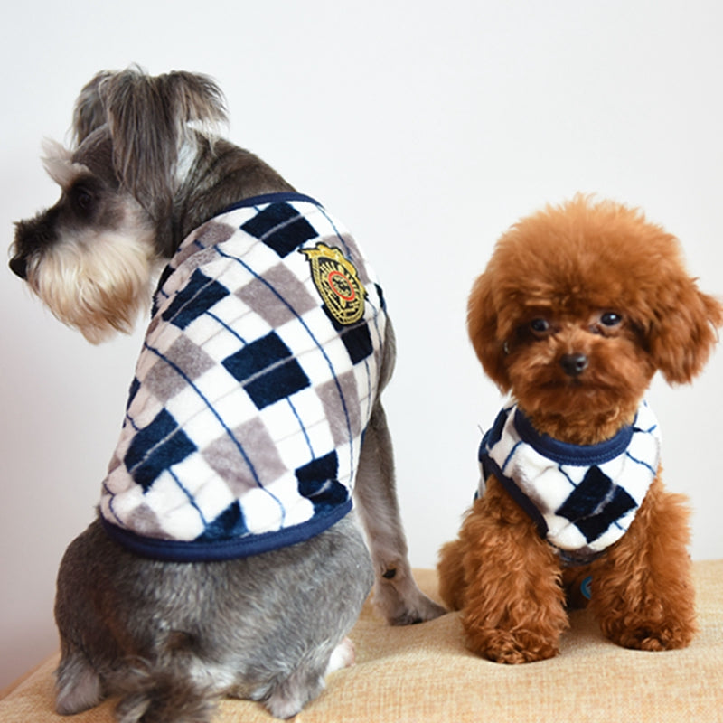HKM-6011069 Diamond Check Flannel Print Dog Vest in Fleece, Multiple Sizes Available