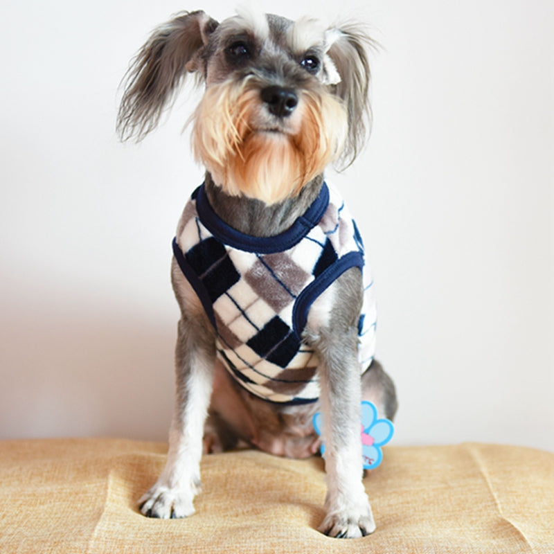 HKM-6011069 Diamond Check Flannel Print Dog Vest in Fleece, Multiple Sizes Available