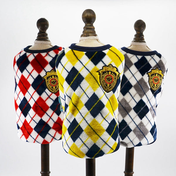 HKM-6011069 Diamond Check Flannel Print Dog Vest in Fleece, Multiple Sizes Available