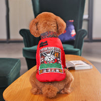 HKM-6011453 Winter Padded Dog Clothing - Cozy Two-Legged Outfit in Red and Blue, Made of Polyester Fiber and Spray Cotton
