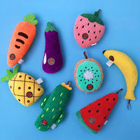 HKM-6012733 Durable Plush Pet Toy for Dogs - Assorted Fruit Shapes Including Carrot, Cactus, Watermelon and More