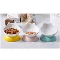 HKM-6013245 Modern Ceramic High-Foot Cat and Small Dog Bowl in Various Colors