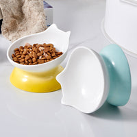 HKM-6013245 Modern Ceramic High-Foot Cat and Small Dog Bowl in Various Colors