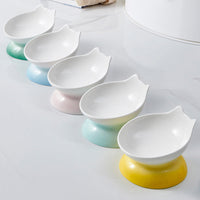 HKM-6013245 Modern Ceramic High-Foot Cat and Small Dog Bowl in Various Colors