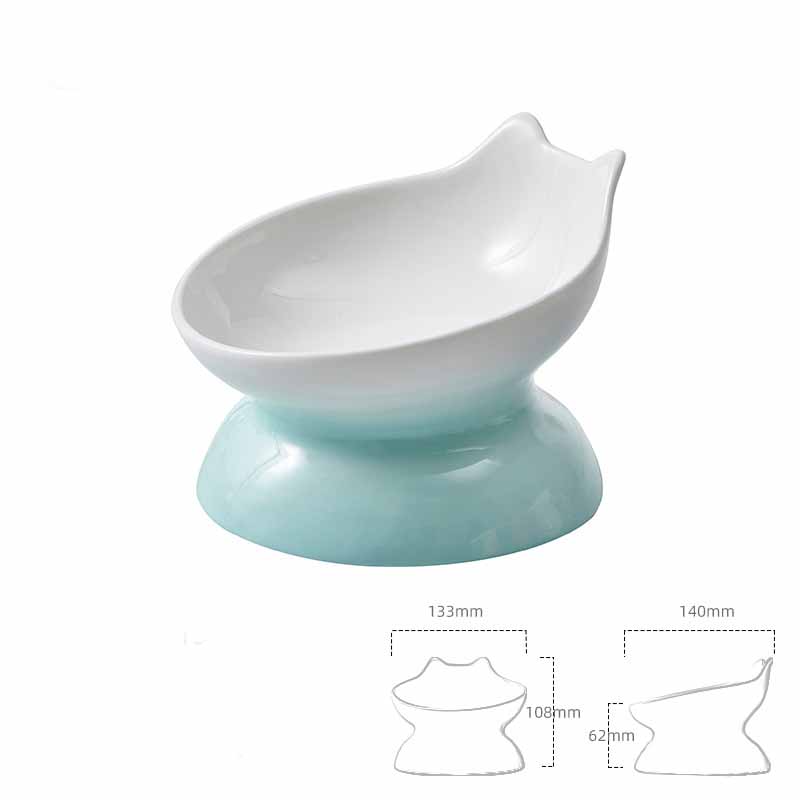 HKM-6013245 Modern Ceramic High-Foot Cat and Small Dog Bowl in Various Colors