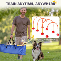 HKM-6013885 4-Piece Adjustable Dog Agility Equipment Set with Carry Bag - Portable and Easy to Assemble