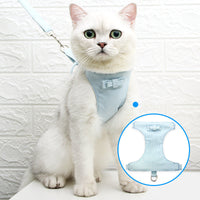 HKM-6014525 Japanese Style Cat Chest Harness with Traction Rope - Durable Polyester, Available in S, M, L Sizes