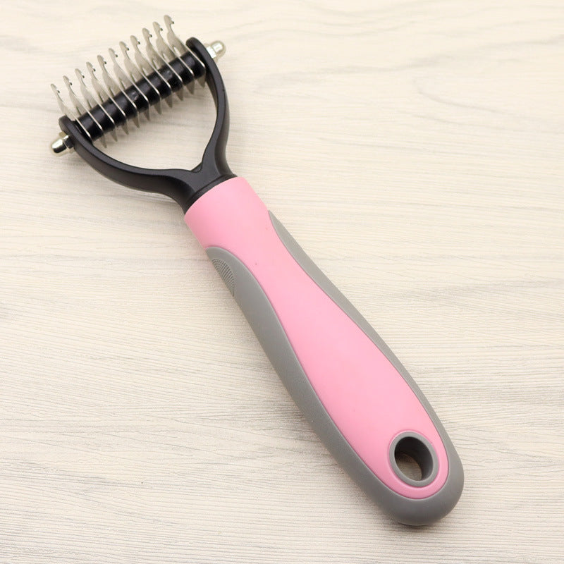 HKM-6014653 Long-Haired Dog Knotted Comb with Double-Sided Stainless Steel Blades - Small & Large Sizes Available