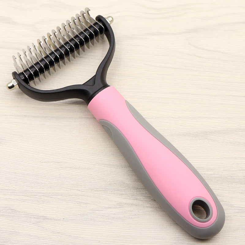 HKM-6014653 Long-Haired Dog Knotted Comb with Double-Sided Stainless Steel Blades - Small & Large Sizes Available