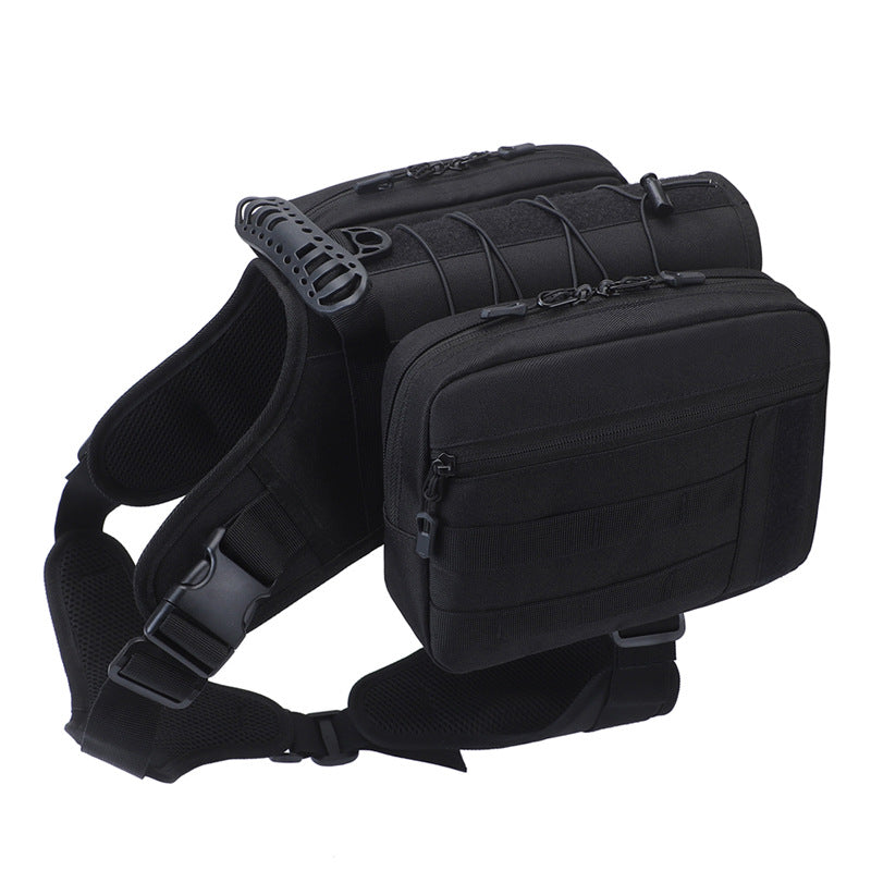 HKM-6015293 Medium to Large Dog Walking Snack Pack - Solid Color Oxford Cloth Pet Bag, Available in Black, Red, Khaki, Dark Night Camouflage