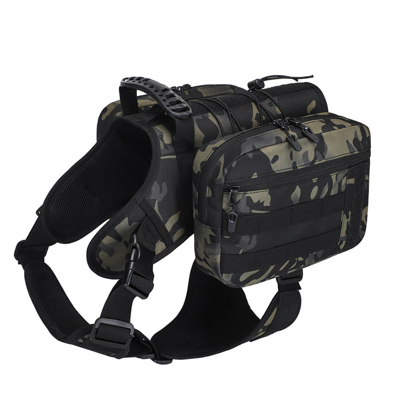 HKM-6015293 Medium to Large Dog Walking Snack Pack - Solid Color Oxford Cloth Pet Bag, Available in Black, Red, Khaki, Dark Night Camouflage