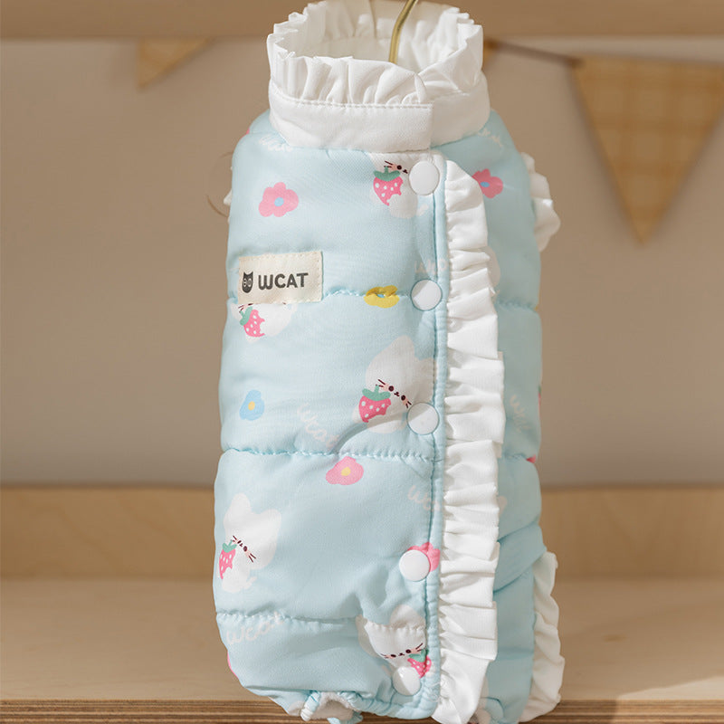 HKM-6017597 Cozy Fleece Jumpsuit for Dogs and Cats - Warm Autumn and Winter Wear with Cute Animal Patterns
