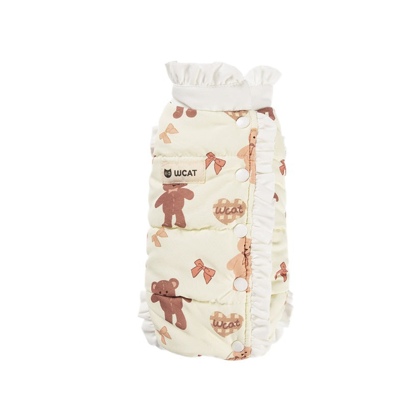 HKM-6017597 Cozy Fleece Jumpsuit for Dogs and Cats - Warm Autumn and Winter Wear with Cute Animal Patterns