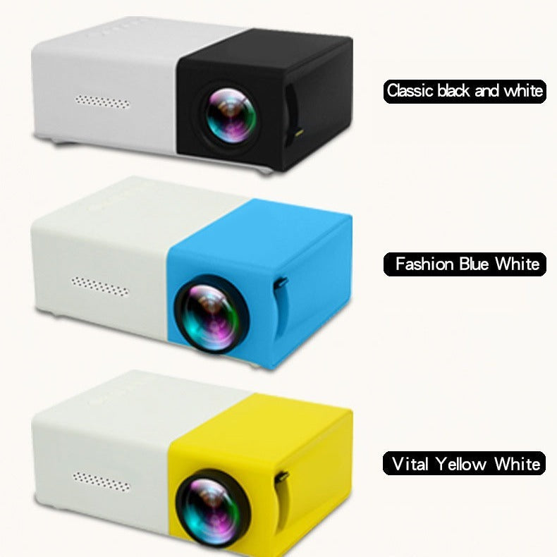 HKM-601811 Mini Portable Projector YG300 - 1080p HD Resolution, Compact Design in Yellow, Blue, and Black