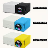 HKM-601811 Mini Portable Projector YG300 - 1080p HD Resolution, Compact Design in Yellow, Blue, and Black