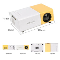 HKM-601811 Mini Portable Projector YG300 - 1080p HD Resolution, Compact Design in Yellow, Blue, and Black