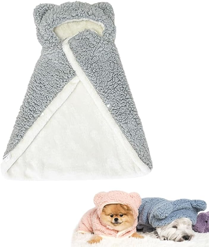 HKM-6018493 Cozy Polar Fleece Cape Blanket with Hood for Dogs and Cats