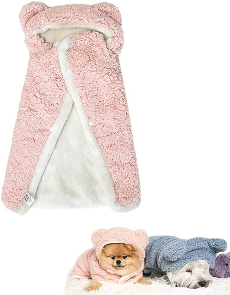 HKM-6018493 Cozy Polar Fleece Cape Blanket with Hood for Dogs and Cats