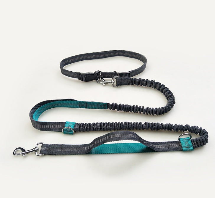 HKM-6018621 Reflective Elastic Dog Leash with Adjustable Belt and Pocket for Hands-Free Control