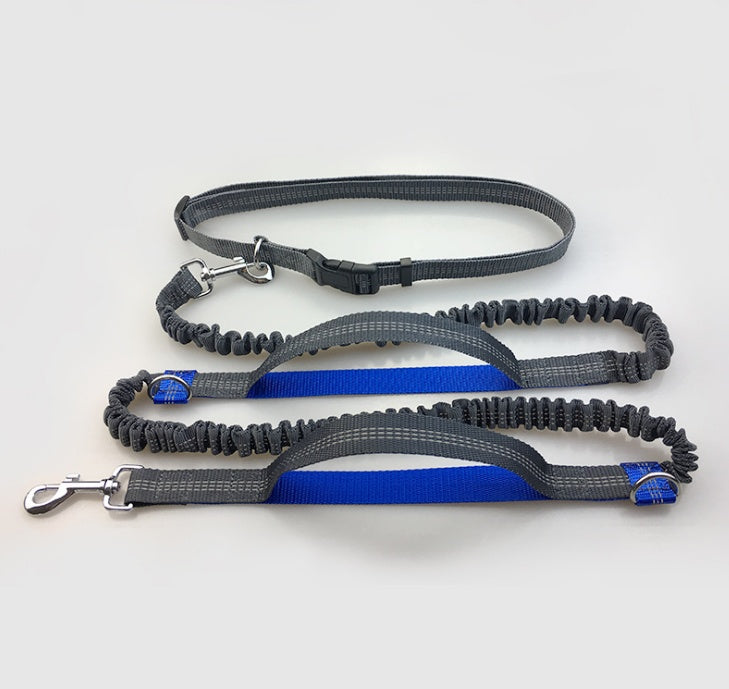 HKM-6018621 Reflective Elastic Dog Leash with Adjustable Belt and Pocket for Hands-Free Control