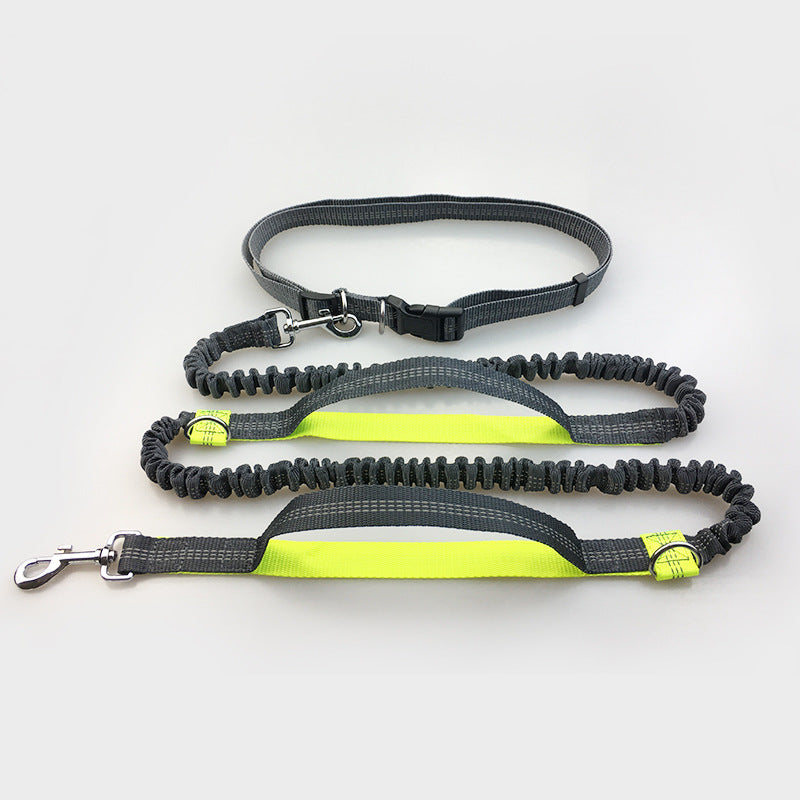HKM-6018621 Reflective Elastic Dog Leash with Adjustable Belt and Pocket for Hands-Free Control