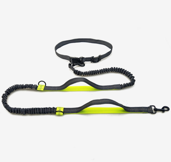 HKM-6018621 Reflective Elastic Dog Leash with Adjustable Belt and Pocket for Hands-Free Control