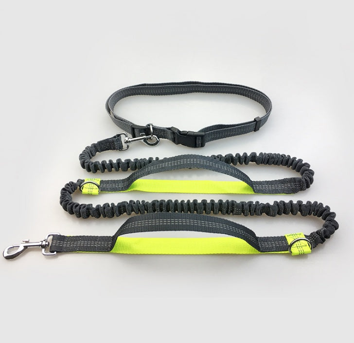 HKM-6018621 Reflective Elastic Dog Leash with Adjustable Belt and Pocket for Hands-Free Control