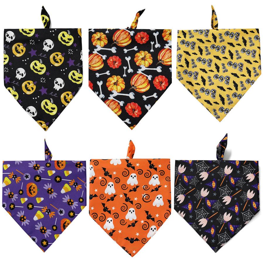 HKM-601875 Halloween Dog Bib Triangle Towel - Polyester Saliva Towel for Dogs in Various Styles