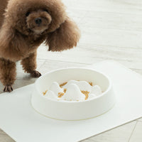 HKM-6019005 Pet Slow Feeder Bowl with Mountain Design for Controlled Eating Speed - Off-White & Blue, PP Material