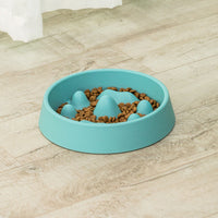 HKM-6019005 Pet Slow Feeder Bowl with Mountain Design for Controlled Eating Speed - Off-White & Blue, PP Material