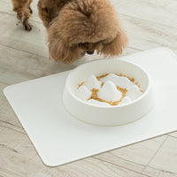HKM-6019005 Pet Slow Feeder Bowl with Mountain Design for Controlled Eating Speed - Off-White & Blue, PP Material